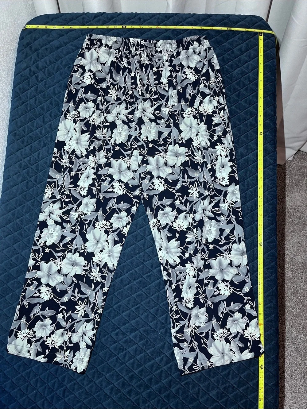 Women's Blue & White Floral Two Piece Set - Button Down Shirt + Loose Fit Pants